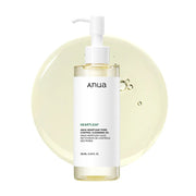 Anua Heartleaf Pore Cleansing Oil bottle with pump, showcasing its gentle, purifying formula infused with heartleaf extract.