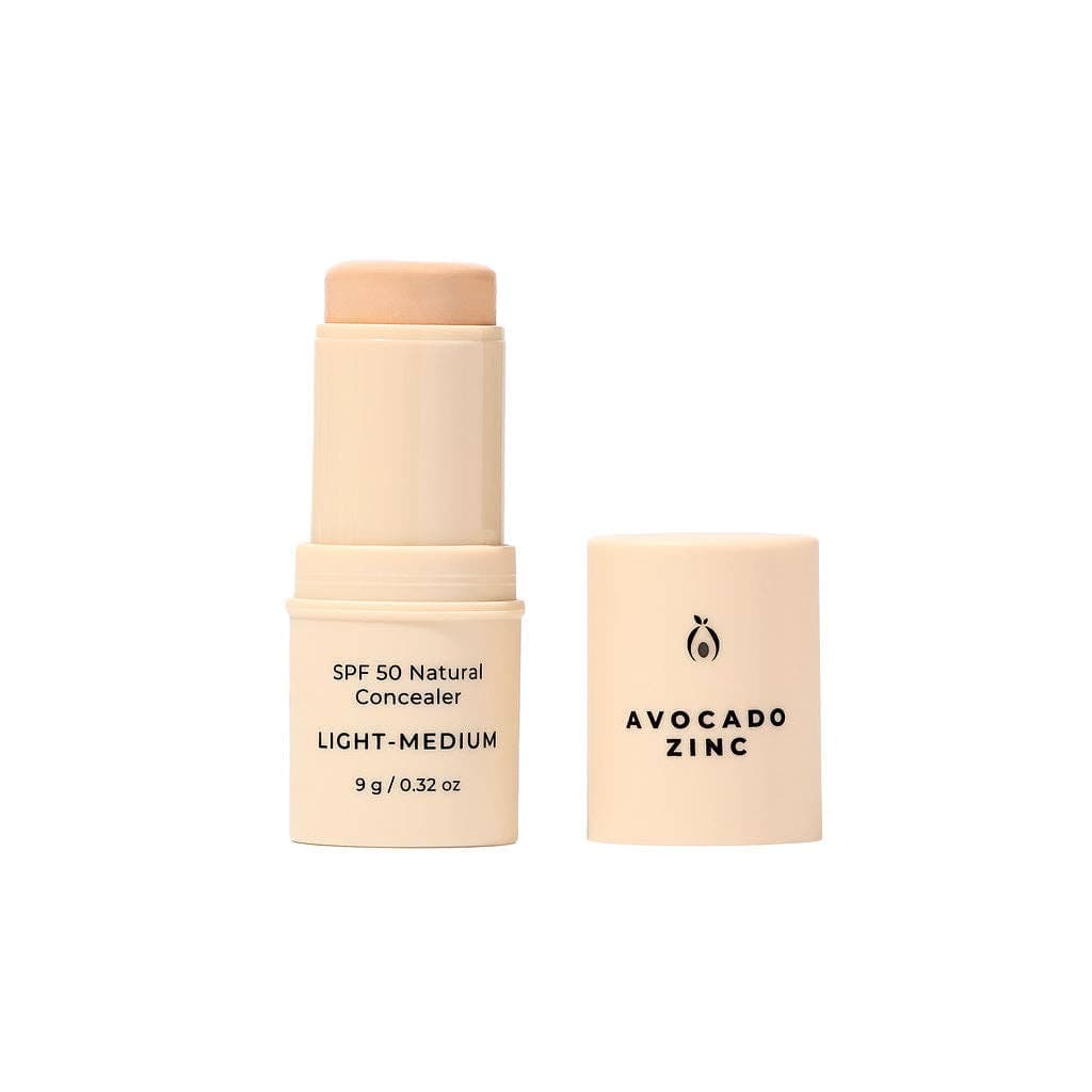 Avocado Zinc SPF 50 Natural Concealer in light-medium shade, offering mineral coverage and UV protection.