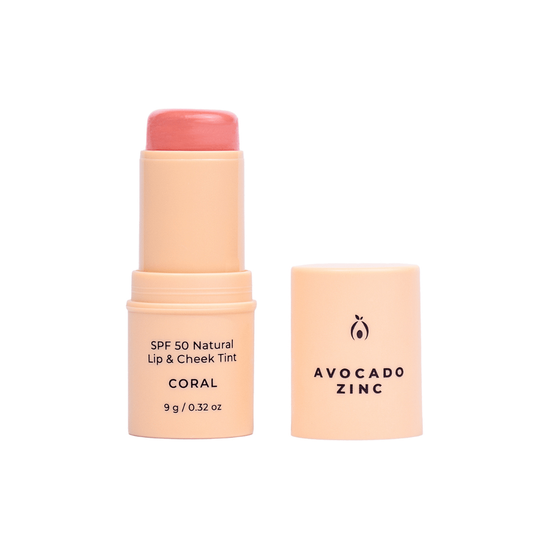 Avocado Zinc Lip Tint Avocado Zinc SPF 50 Natural Lip & Cheek Tint – Coral | Vegan Tinted SPF Stick for Lips, Cheeks & Eyes