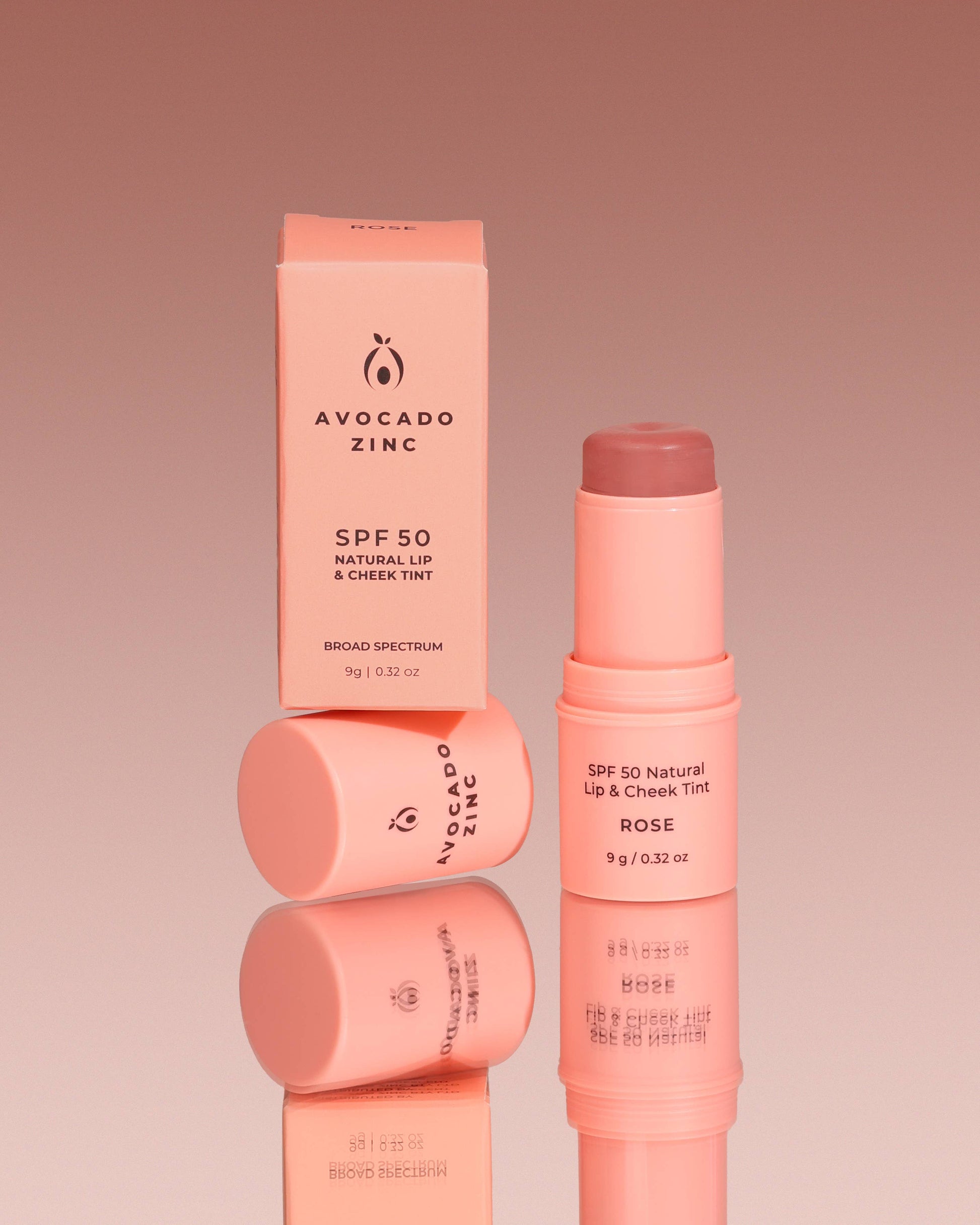 Avocado Zinc Lip Tint Avocado Zinc SPF 50 Natural Lip & Cheek Tint – Rose | Multi-Use Vegan Tinted SPF Stick