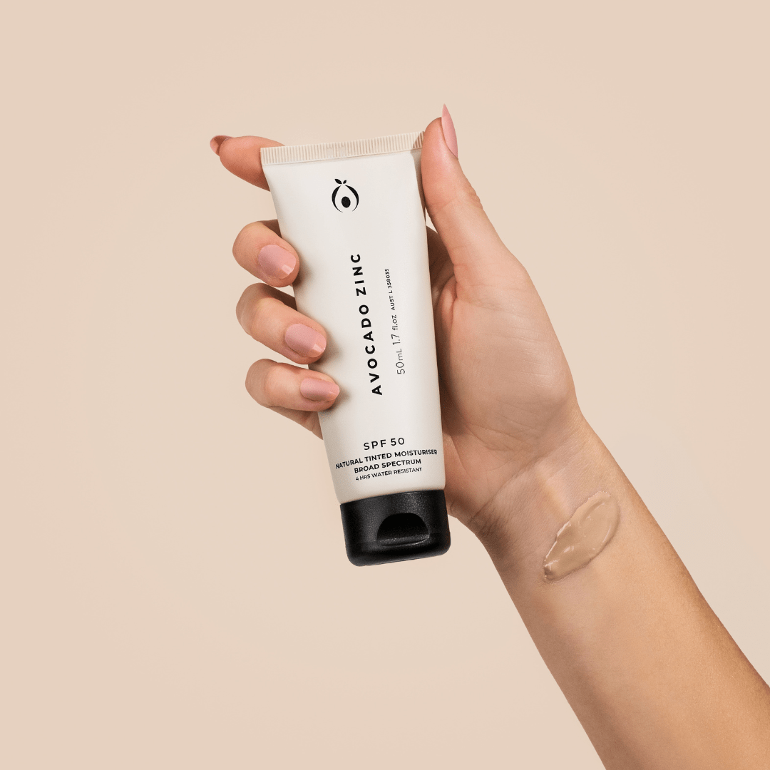 Avocado Zinc Sunscreen Avocado Zinc SPF 50 Natural Tinted Moisturiser – LIGHT | Vegan, Mineral & Dewy Sun Protection (50ml)
