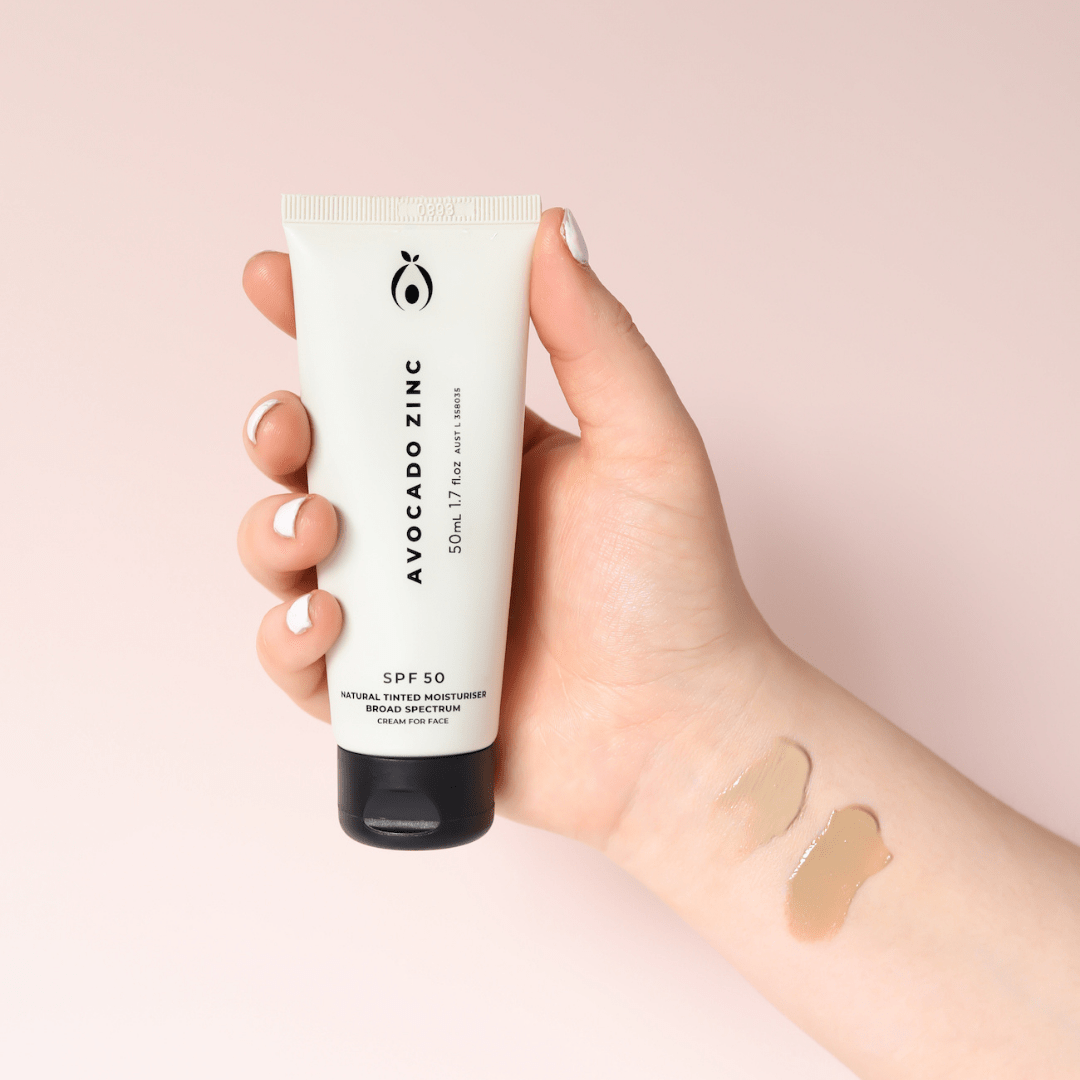 Avocado Zinc Tinted Moisturiser SPF 50 Tinted Moisturiser – Natural Mineral Sunscreen (Medium-Dark, 100ml)