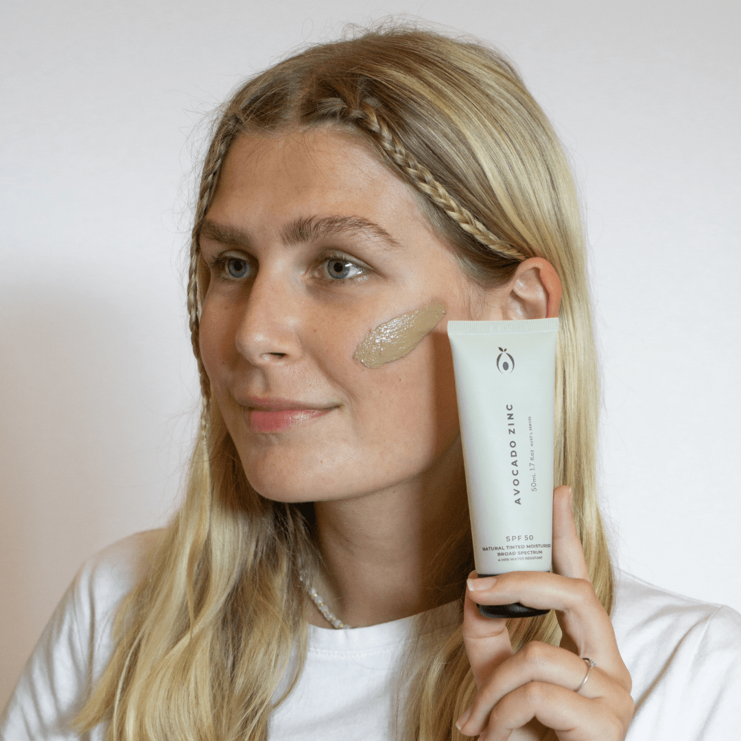 Avocado Zinc Tinted Moisturiser SPF 50 Tinted Moisturiser – Natural Mineral Sunscreen (Medium-Dark, 100ml)