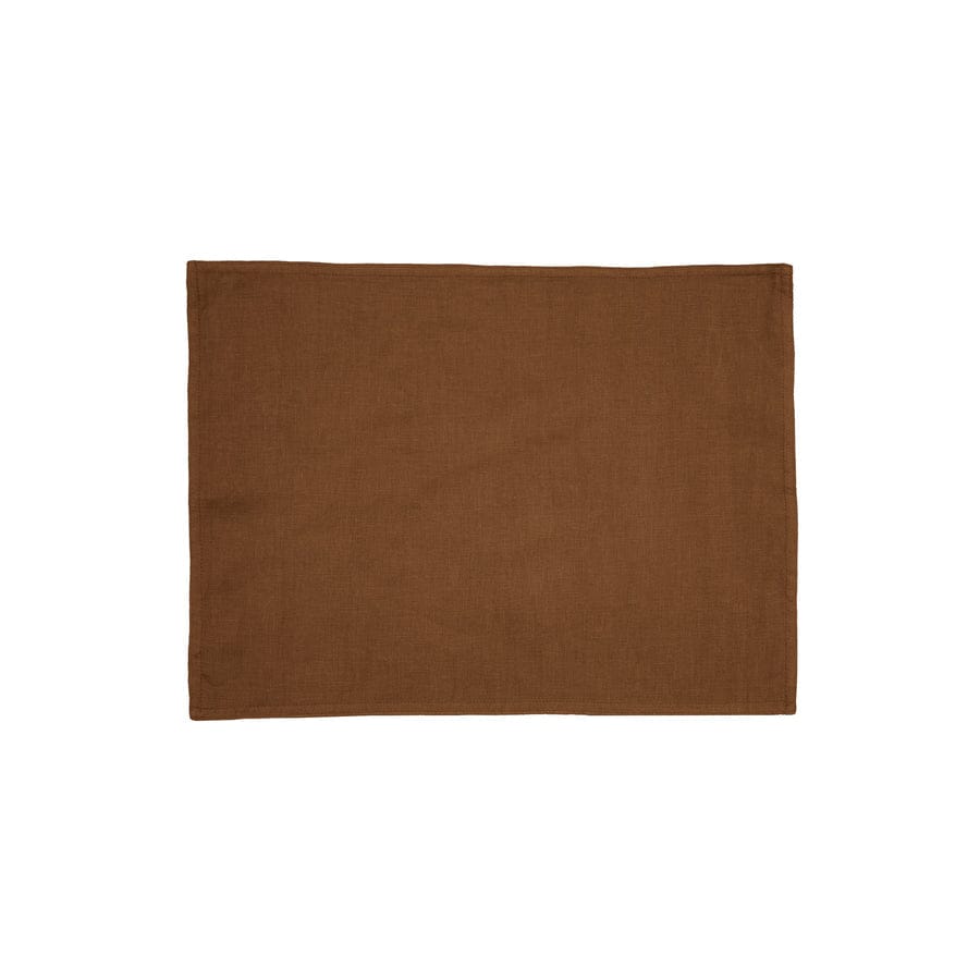Linen Placemats Tobacco Natural Textured Table Decor in rich brown color.