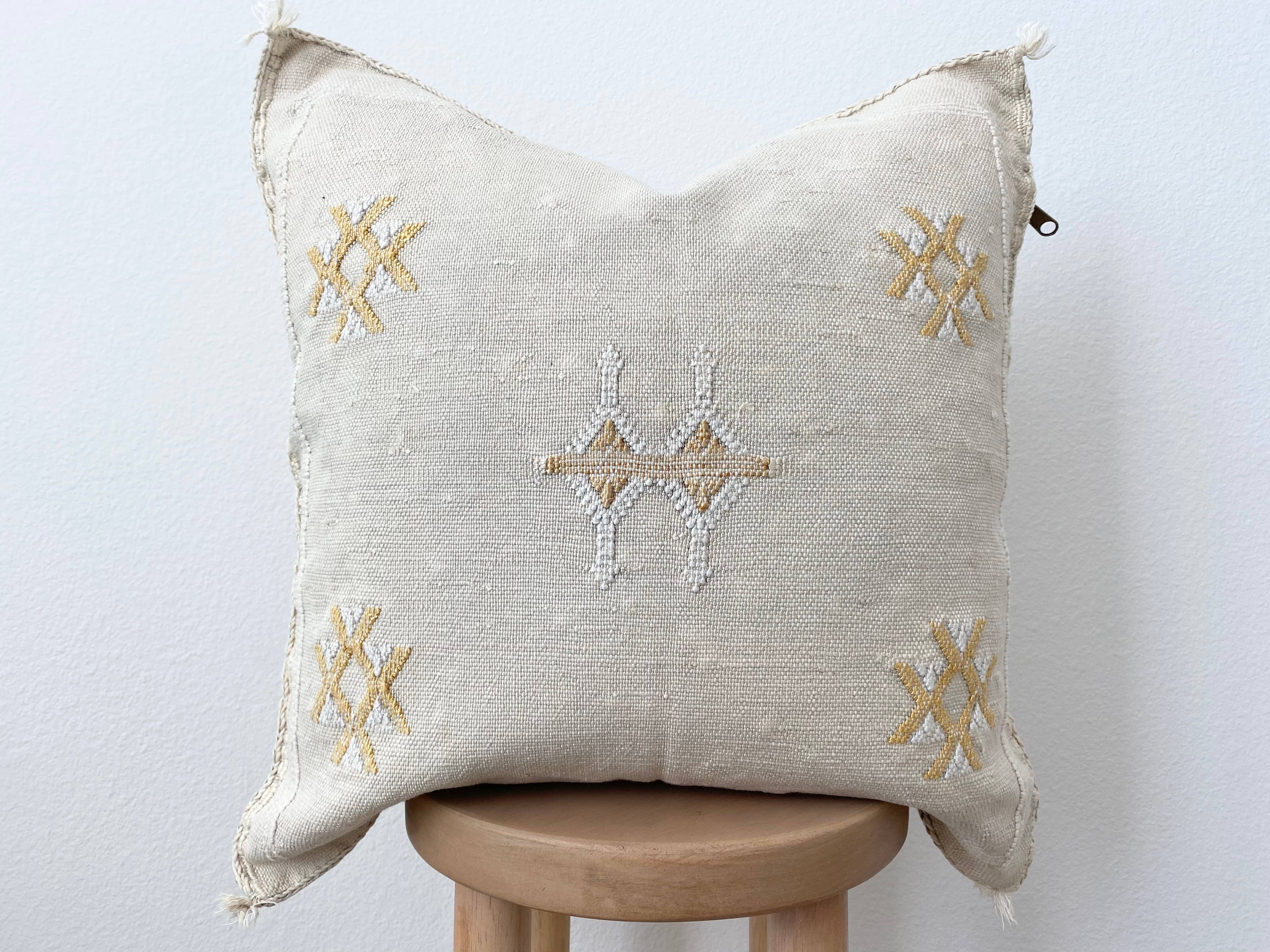 Stone Sabra Cushion Cover Eclectic Collective Cushion Cover Handmade Stone Silk Sabra Cushion Cover – One-of-a-Kind Cactus Silk Cushion (Vegan)