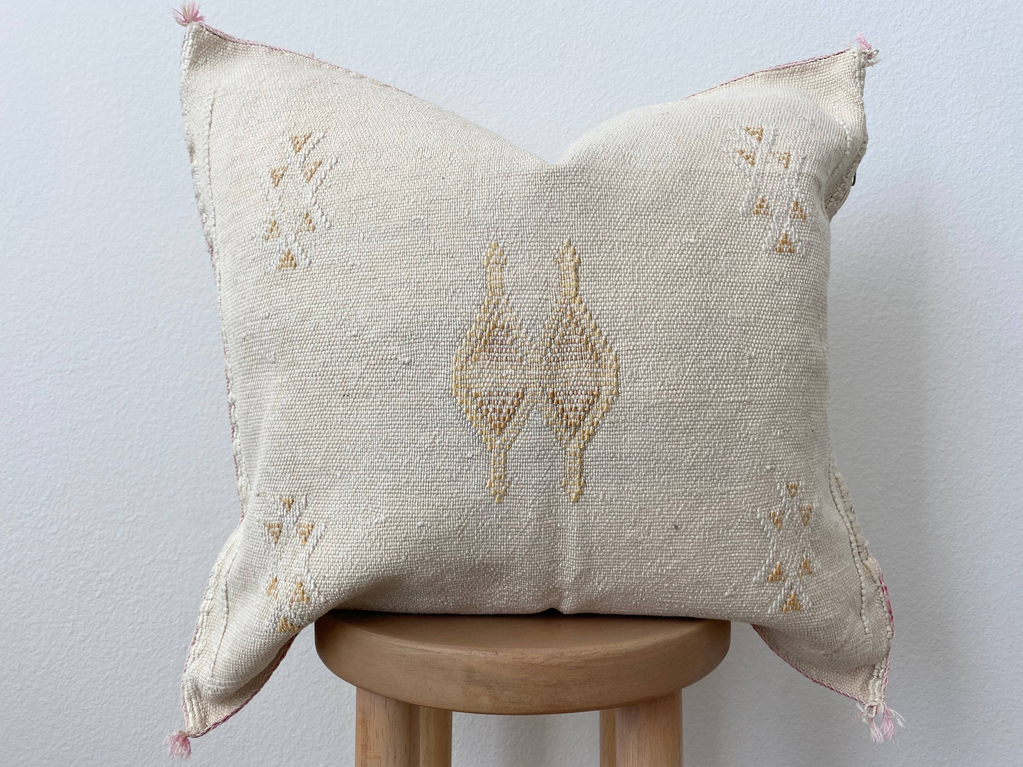 Stone Sabra Cushion Cover Eclectic Collective Cushion Cover Handmade Stone Silk Sabra Cushion Cover – One-of-a-Kind Cactus Silk Cushion (Vegan)