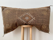 Brown Sabra Pillow Cover Eclectic Collective Cushion Cover XL Brown Silk Sabra Pillow Cover – Handwoven Cactus Silk Lumbar Cushion (Vegan)