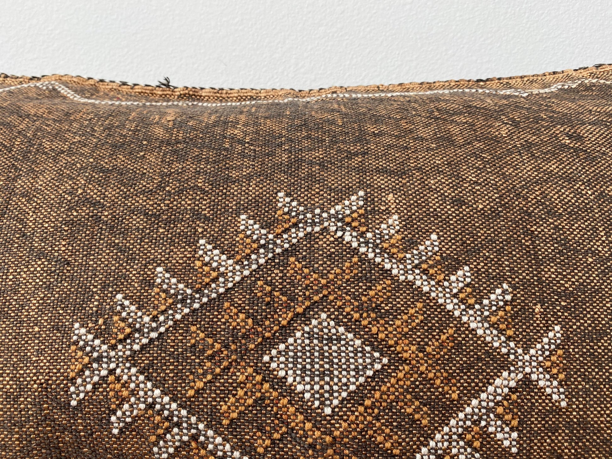 Brown Sabra Pillow Cover Eclectic Collective Cushion Cover XL Brown Silk Sabra Pillow Cover – Handwoven Cactus Silk Lumbar Cushion (Vegan)