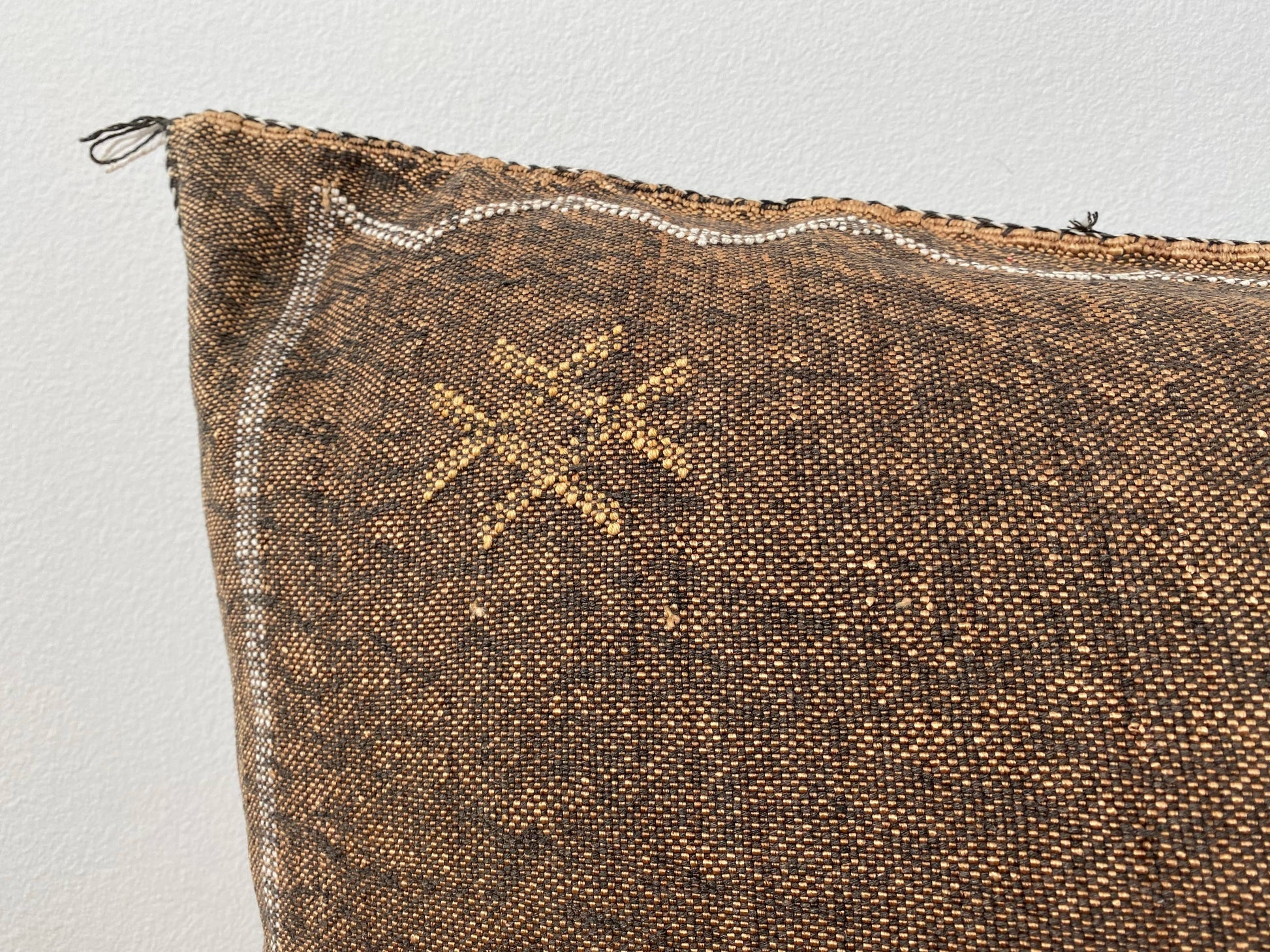Brown Sabra Pillow Cover Eclectic Collective Cushion Cover XL Brown Silk Sabra Pillow Cover – Handwoven Cactus Silk Lumbar Cushion (Vegan)