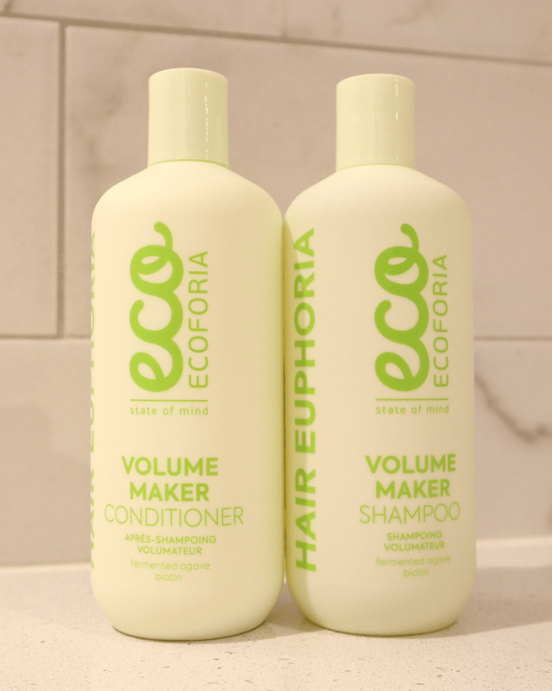 Ecoforia Volume Maker Conditioner 400ml for fine hair, enhances body and fullness, lightweight formula, nourishes and detangles.