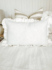 Linen Lumbar Ruffle Cushion Cover White Mama and Tochter Linen Lumbar Ruffle Cushion Cover - White