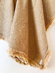 Organic Cotton Waffle Throw Light Rust Mama and Tochter Organic Cotton Rustic Waffle Throw Blanket - Light Rust