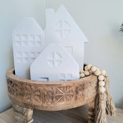 Mediterranean Markets Home Decor White Christmas Ceramic Houses