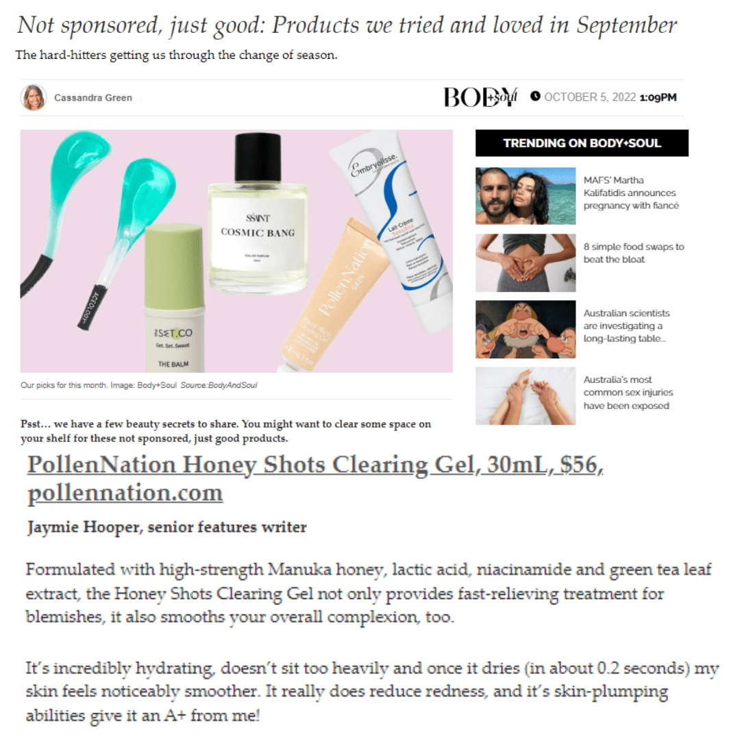 PollenNation Skin Acne Clearing Gel Honey Shots Clearing Gel (30ml)