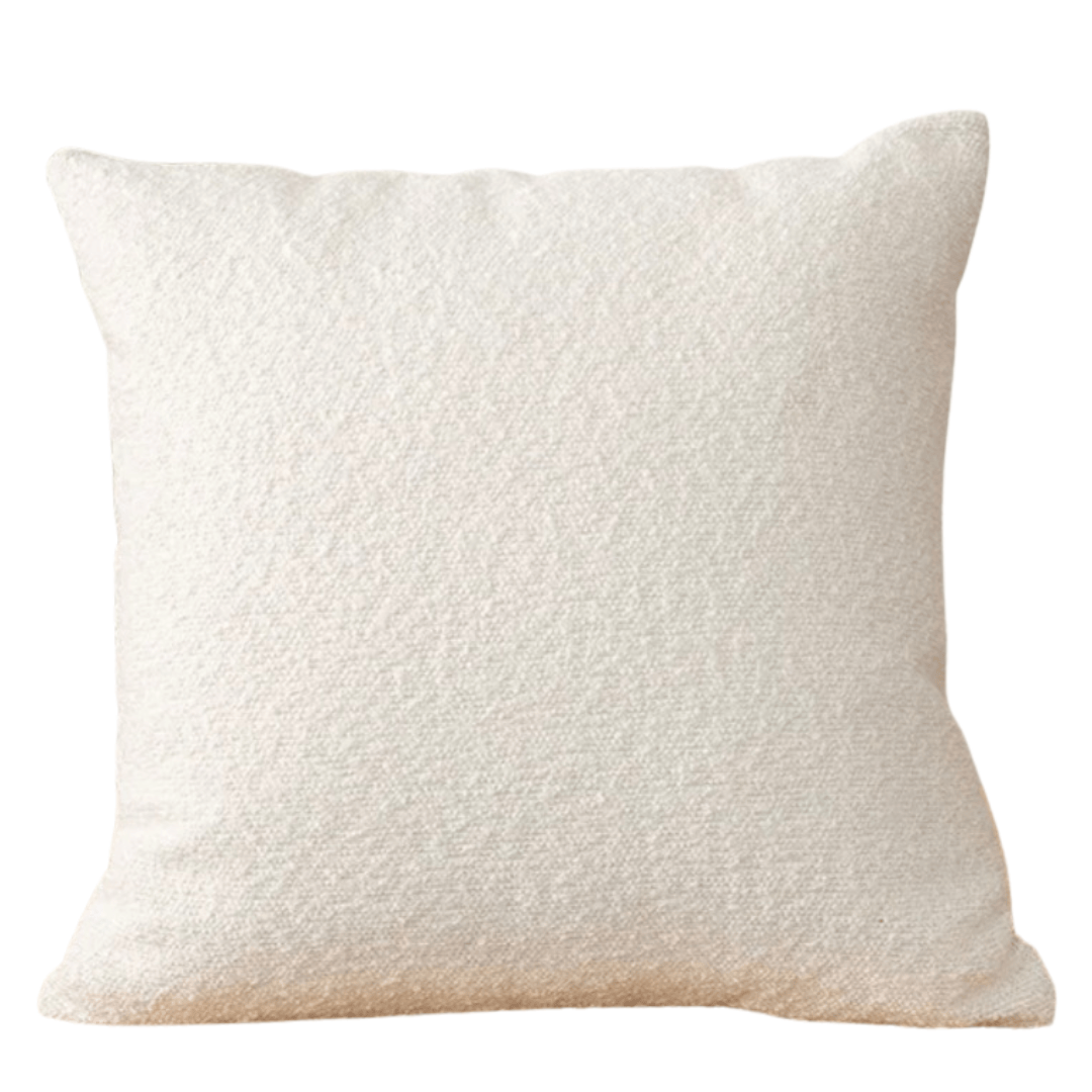 Boucle Cushion Cover Alabaster soft textured home decor cushion in light alabaster color.
