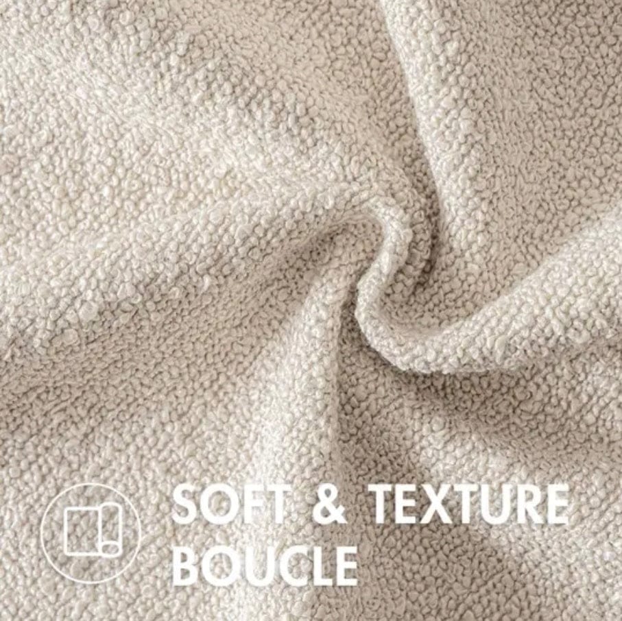 Boucle Cushion Cover Alabaster soft textured fabric close-up showcasing its plush boucle finish.