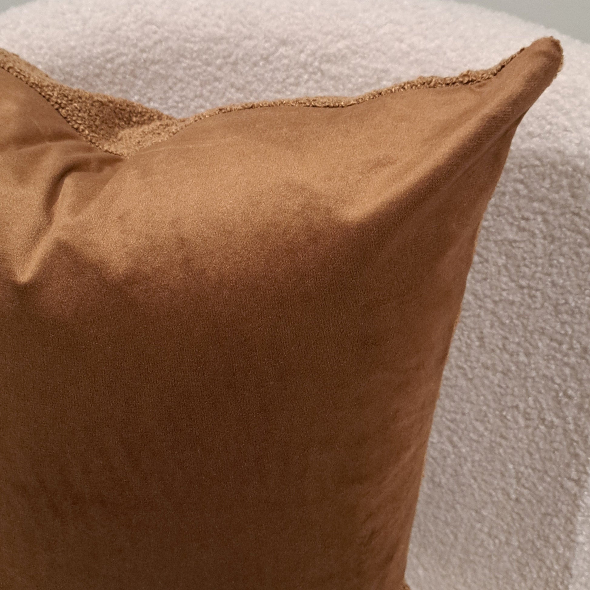 Boucle Cushion Cover Toffee showcasing a soft textured finish in warm brown, enhancing home decor and comfort.