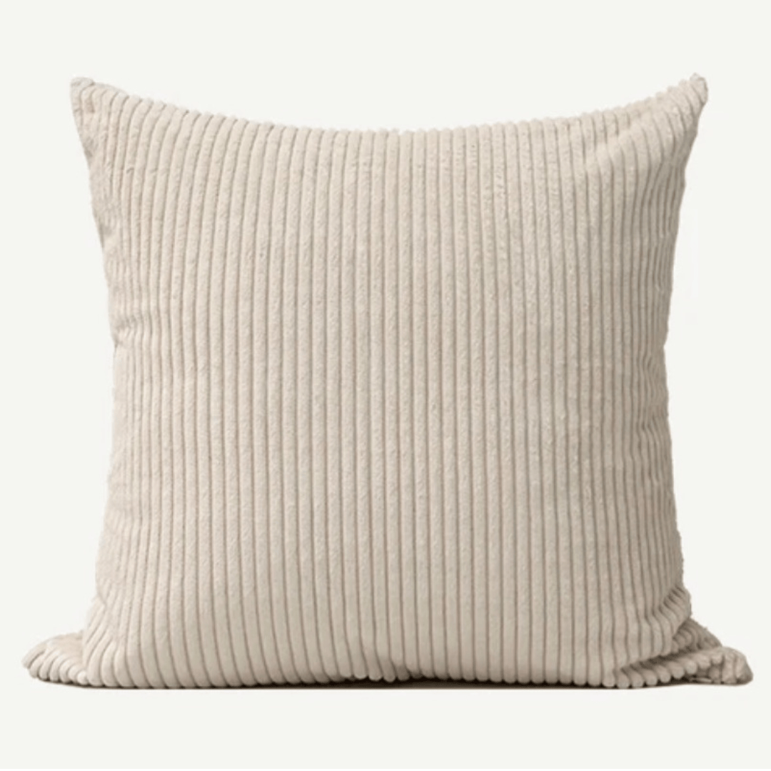 Corduroy Cushion Cover Almond Soft Textured Home Decor with velvety ribbed fabric.