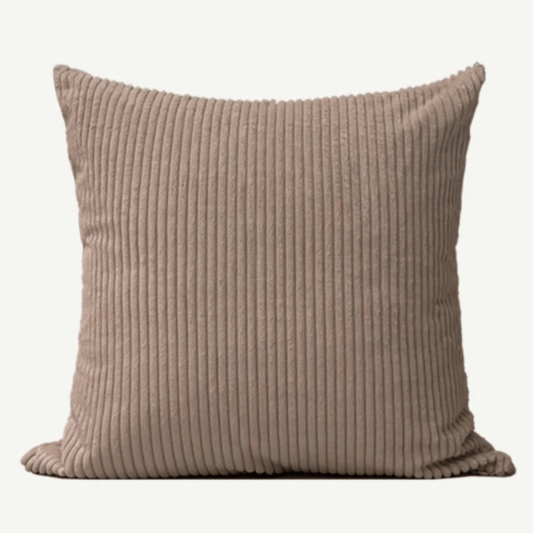 Corduroy Cushion Cover Latte in a soft textured beige color, ideal for cozy home decor.