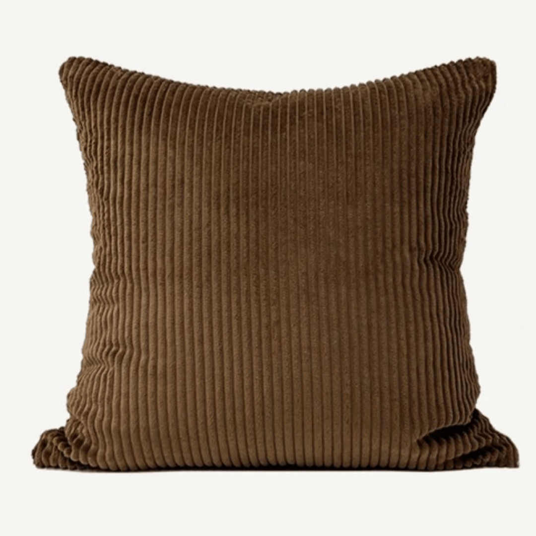 Corduroy Cushion Cover Truffle featuring a soft, textured fabric in rich brown color for cozy home decor.