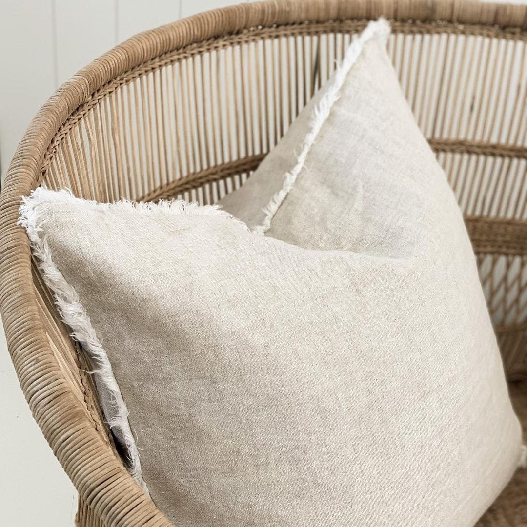 Simply Hygge Living Cushion Fringed 50cm x 50cm Natural Linen Cushion Covers (Last One)
