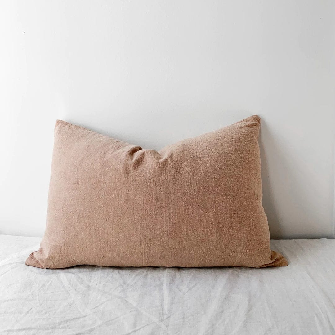 Lumbar Cushion Cover Blush Soft Decorative Accent on a light background.