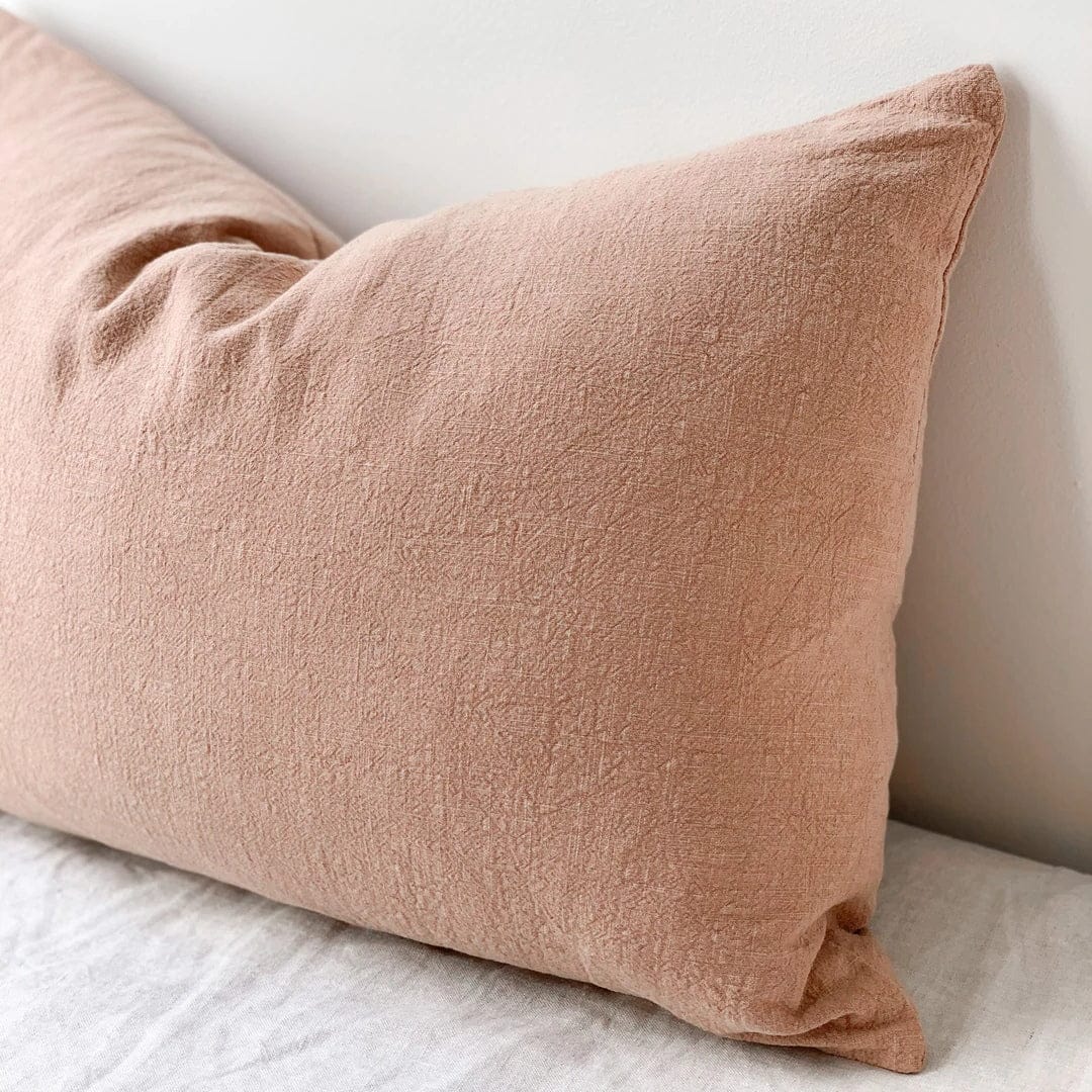 Lumbar Cushion Cover Blush Soft decorative accent cushion in natural ramie fabric.