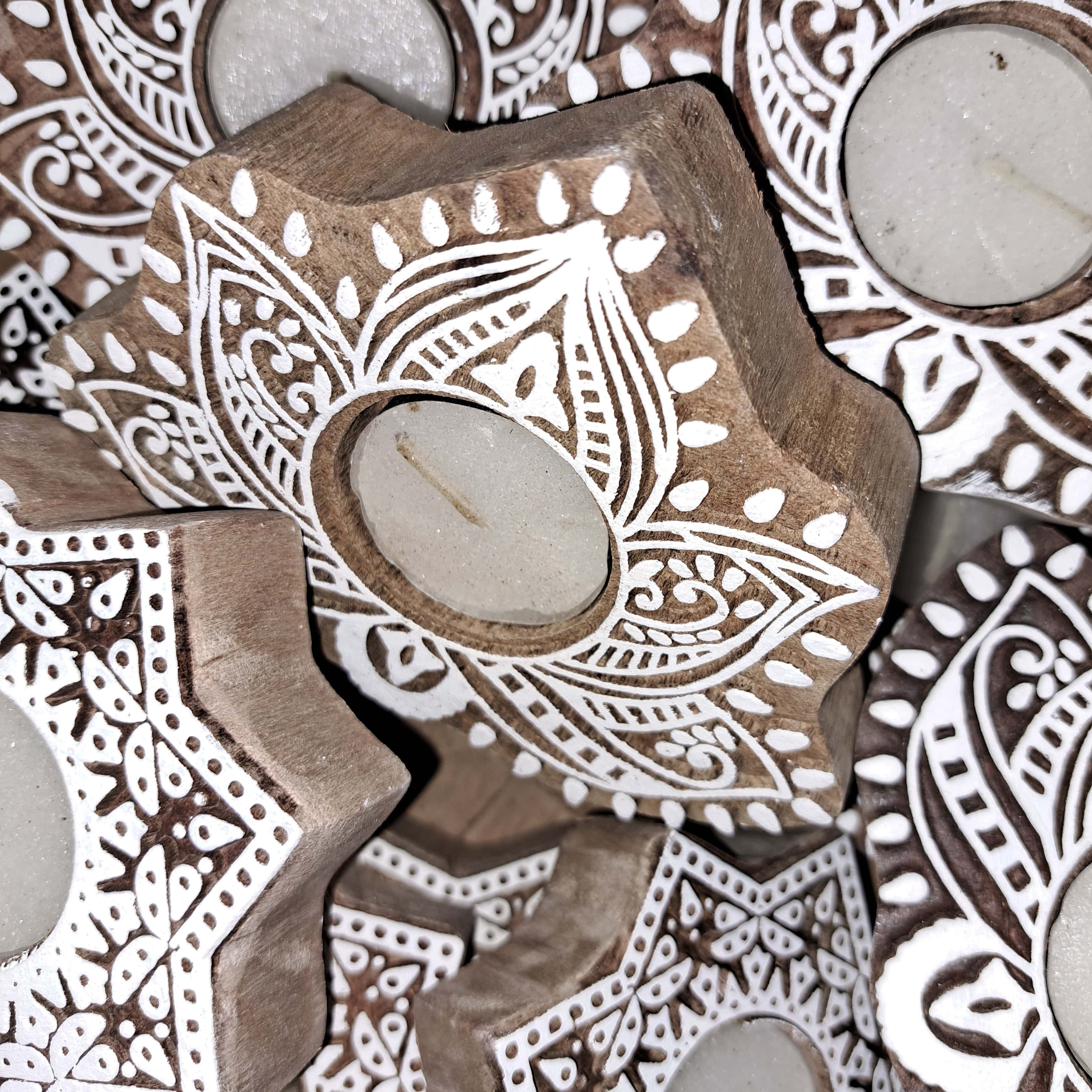 Simply Hygge Living Home Decor Indian Block Stamp Tealights