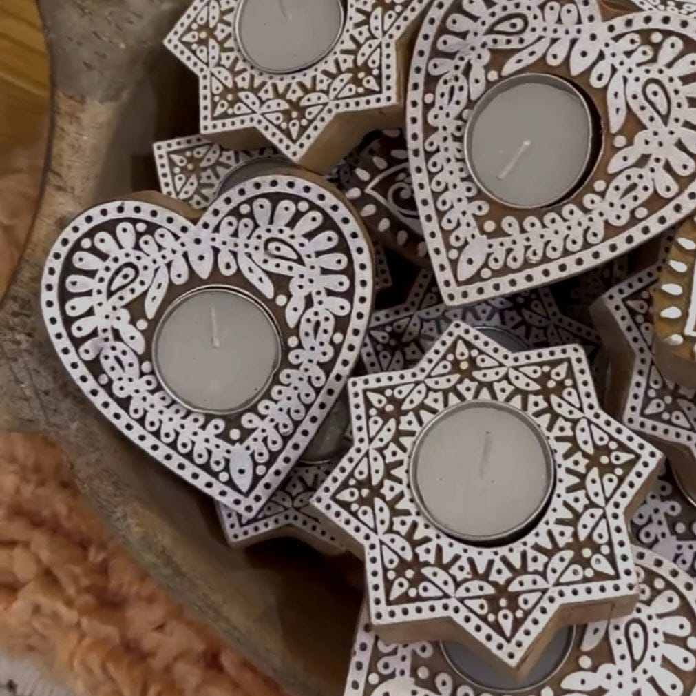 Simply Hygge Living Home Decor Indian Block Stamp Tealights