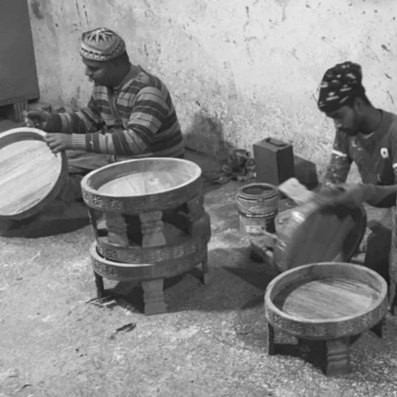 Simply Hygge Living Home Decor Mini Chakki Table – Hand-Carved Wooden Accent Piece (30 x 15 cm)