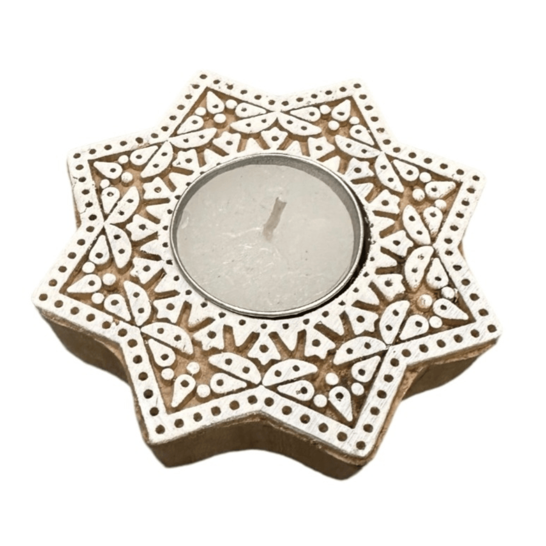 Simply Hygge Living Home Decor Star Indian Block Stamp Tealights