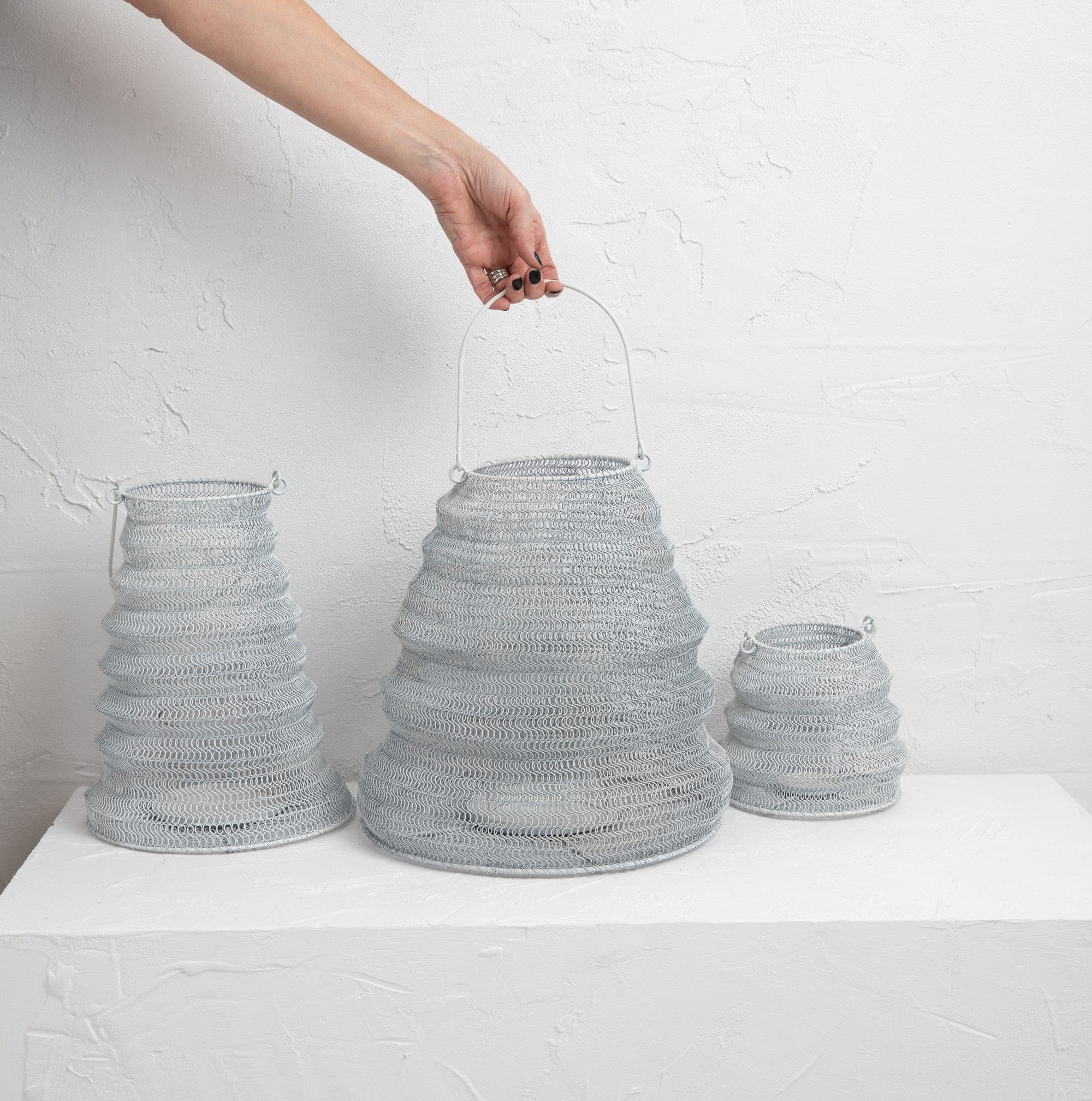 Simply Hygge Living Lantern Mesh Lanterns - White