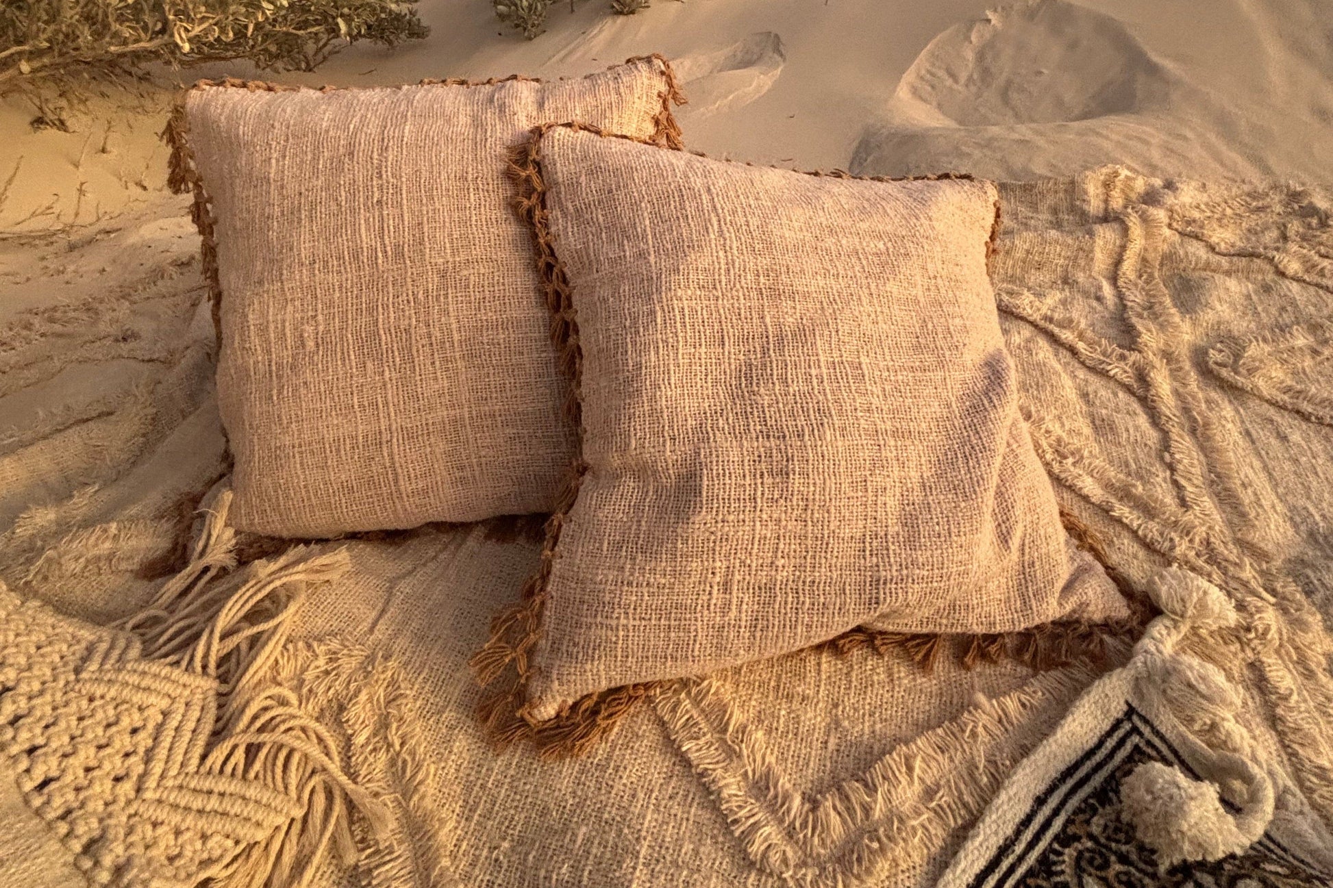 Simply Hygge Living Natural Fringed Cushion Cover