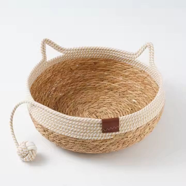Simply Hygge Living Pet Bed Whisker Haven - Cat-Shaped Woven Pet Bed