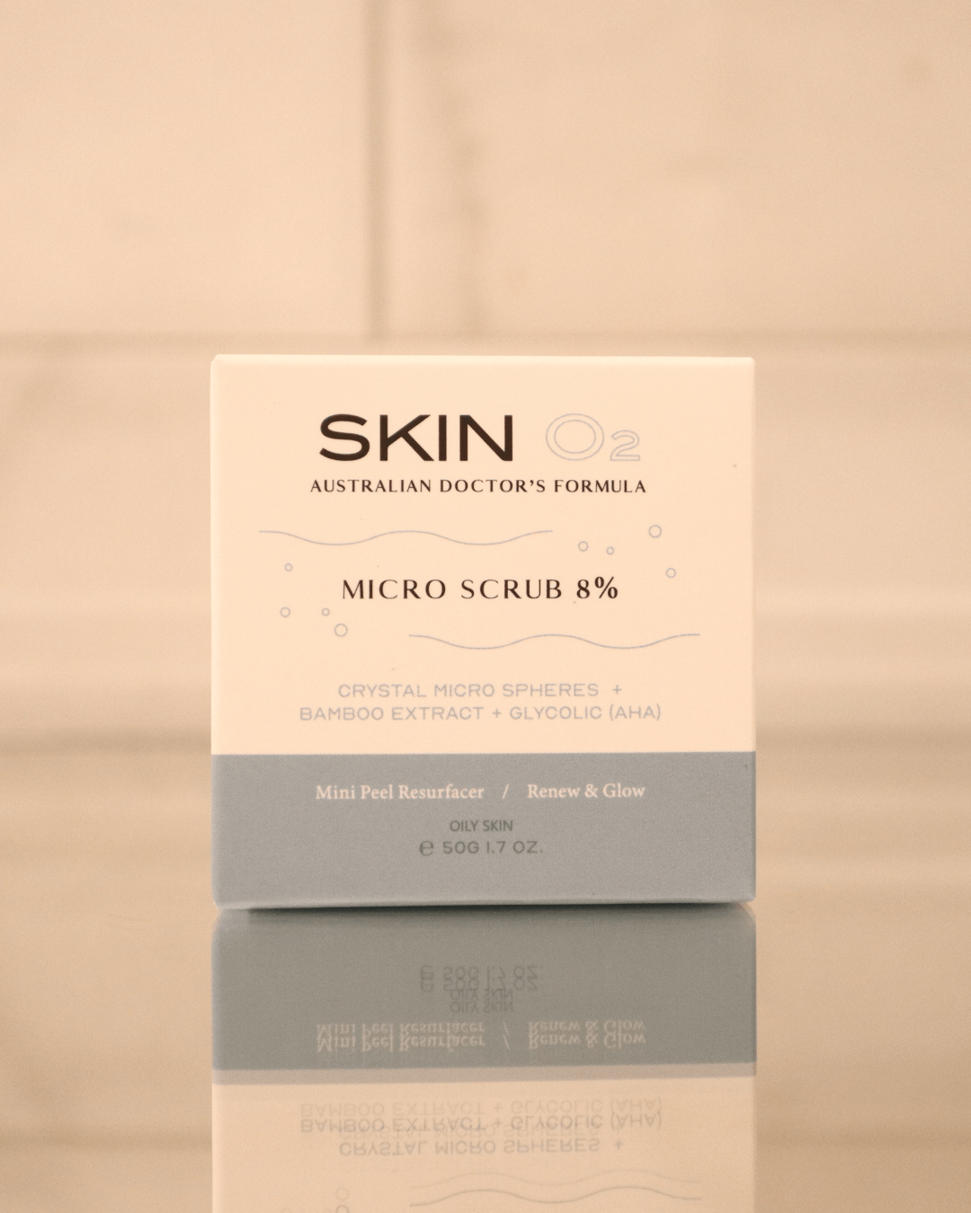 Skin O2 Exfoliant 50G Skin O2 Micro Scrub Exfoliator 8% – Dual Action Deep Cleanser & Resurfacer (50g)