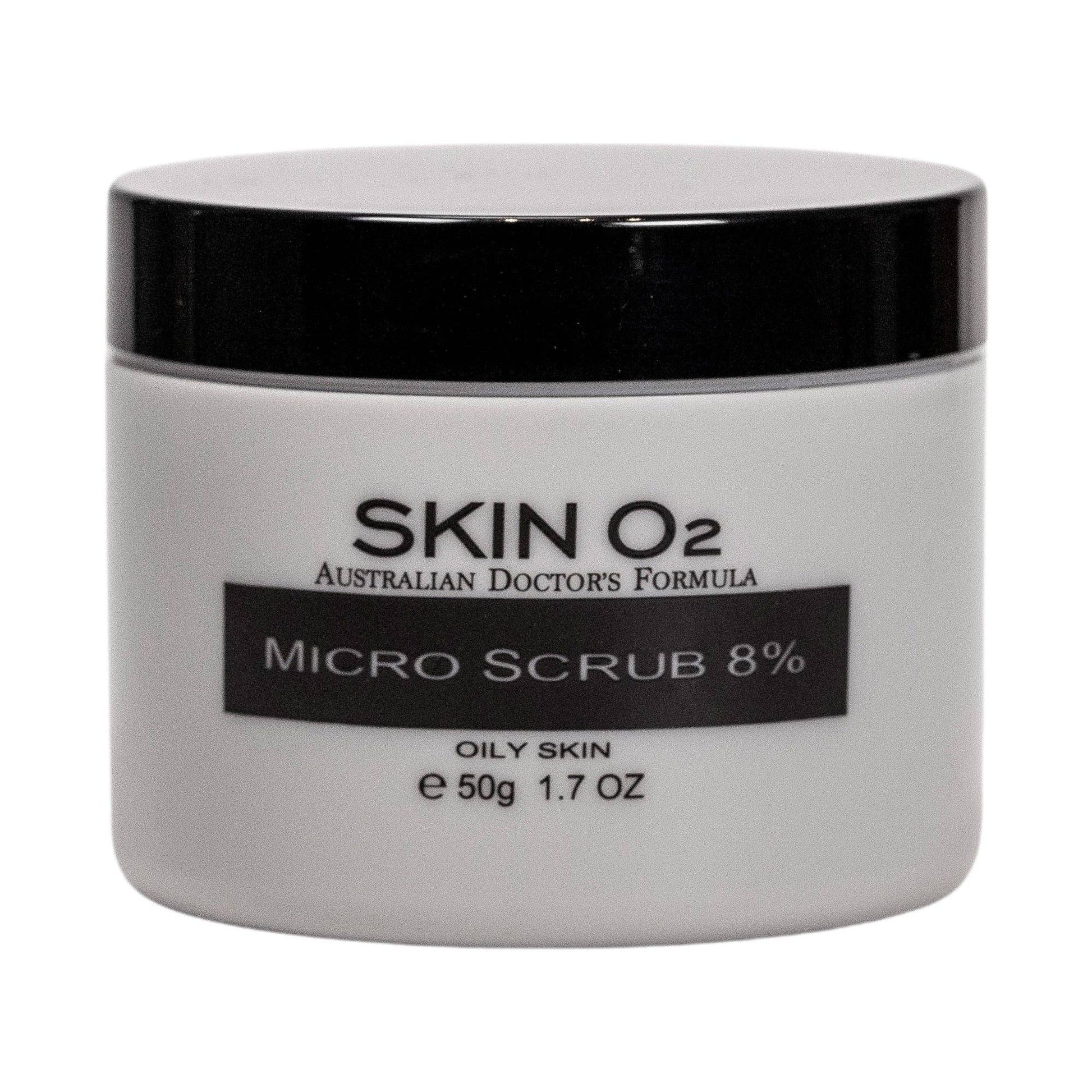 Skin O2 Exfoliant 50G Skin O2 Micro Scrub Exfoliator 8% – Dual Action Deep Cleanser & Resurfacer (50g)