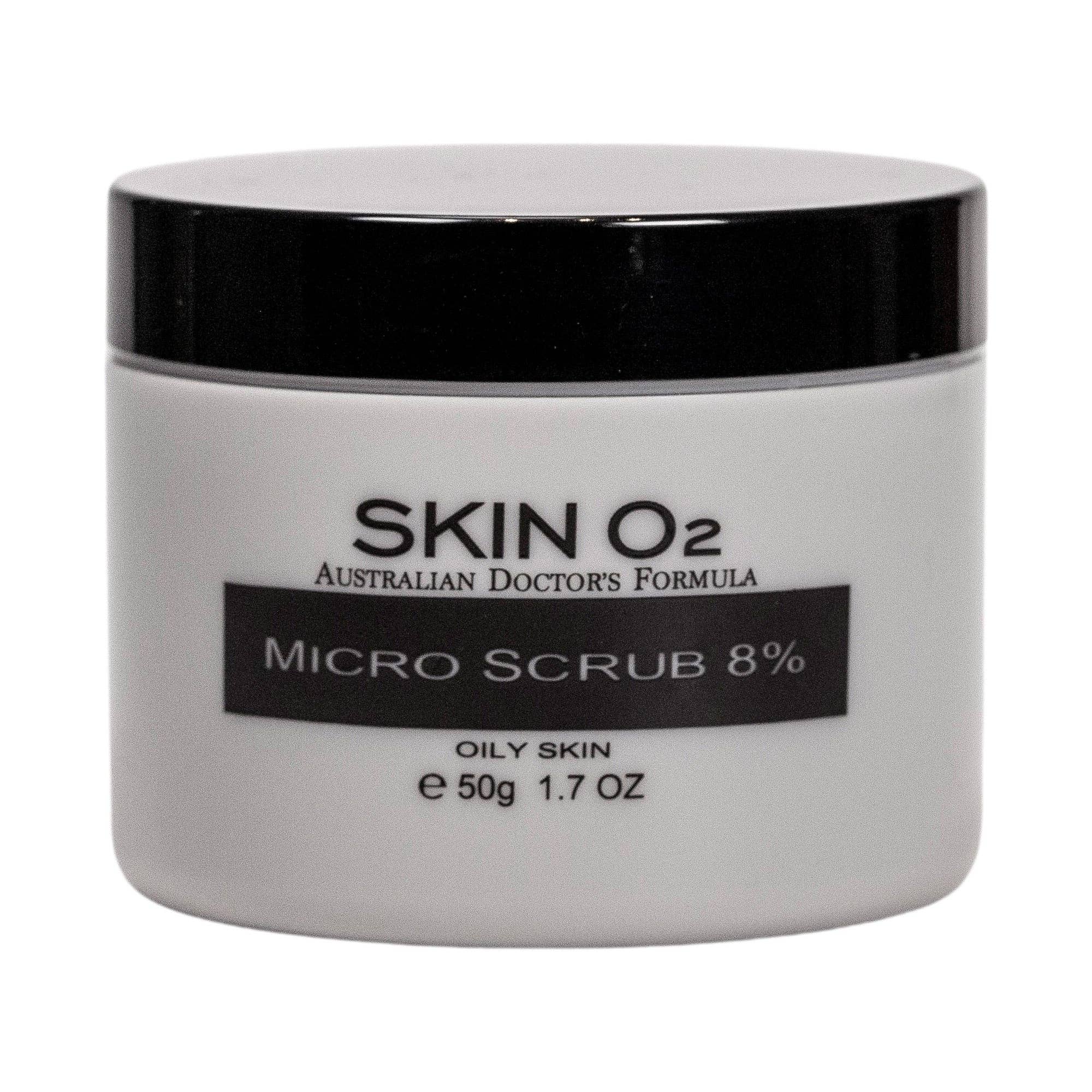 Skin O2 Exfoliant 50G Skin O2 Micro Scrub Exfoliator 8% – Dual Action Deep Cleanser & Resurfacer (50g)