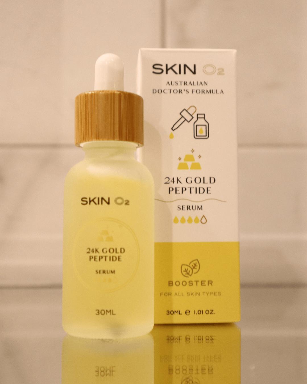 Skin O2 Serum 30ML Skin O2 24K Gold Peptide Anti-Ageing Serum – Vegan Firming & Hydrating Booster (30ml)