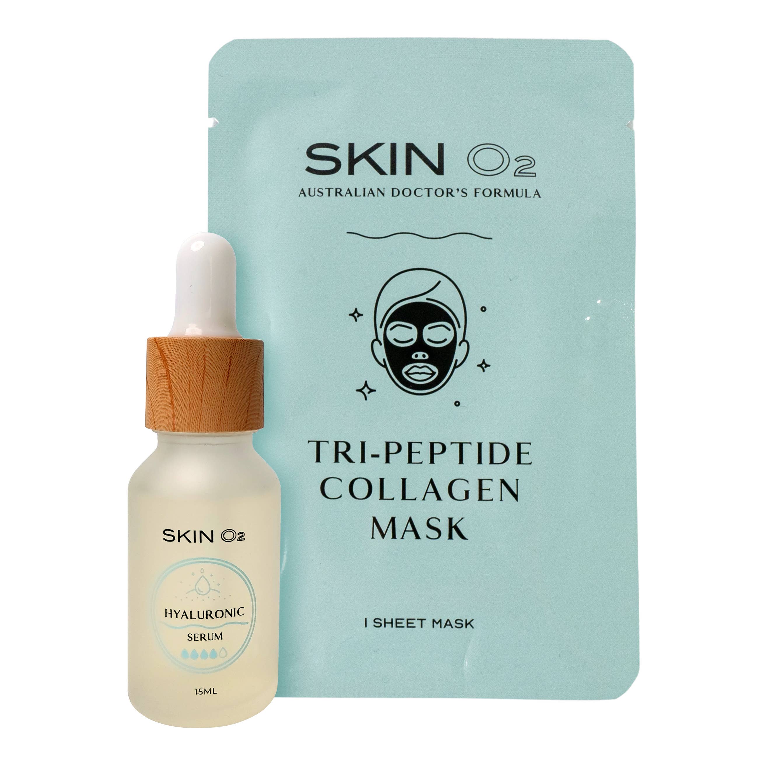 Skin O2 Serum Skin O2 Hyaluronic Serum Kit + Collagen Mask – Deep Hydration & Plumping Skin Treatment