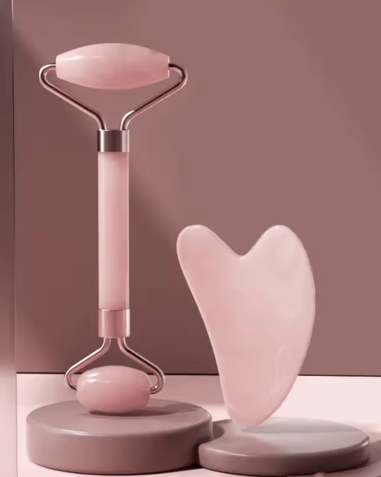 SNACC BEAUTY Beauty Tool Pink Face Roller & Gua Sha Set – Resin Massage Tools for Facial Lifting, Wrinkle Reduction & Skin Firming