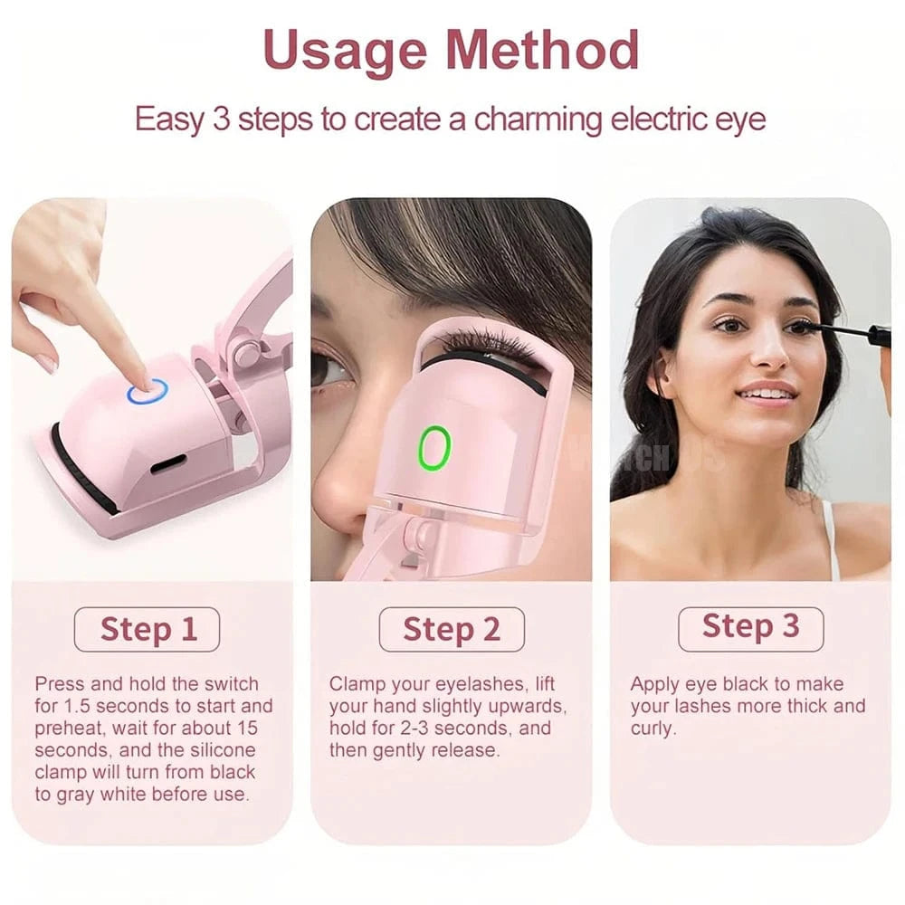SNACC BEAUTY Beauty Tool USB Rechargeable Heated Eyelash Curler – Portable Electric Lash Curler for Long-Lasting Curl