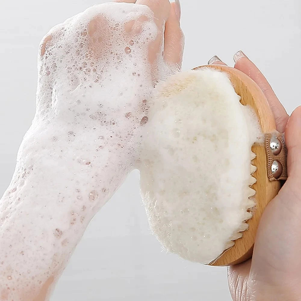 SNACC BEAUTY Body Brush Dry Brushing Body Brush – Exfoliating & Cleansing Brush with Soft Nylon Bristles (Wooden Handle)