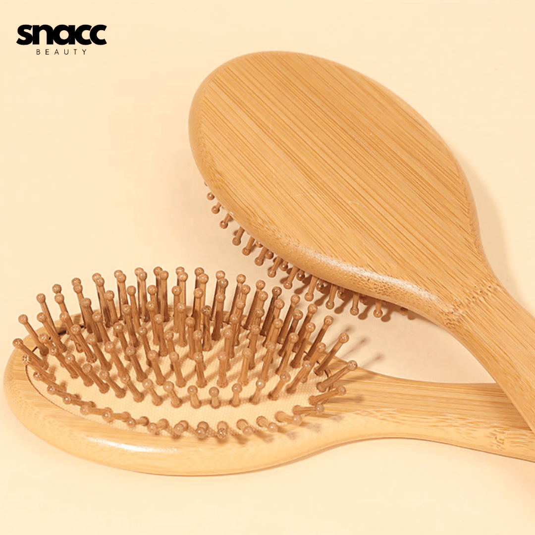 SNACC BEAUTY Brushes Bamboo Detangling Hairbrush with Wooden Bristles – Scalp Massage Comb - Snacc Beauty