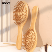 SNACC BEAUTY Brushes Bamboo Detangling Hairbrush with Wooden Bristles – Scalp Massage Comb - Snacc Beauty