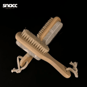 SNACC BEAUTY Dual-Sided Bamboo Foot & Nail Brush with Pumice Stone – Exfoliating Dead Skin Remover