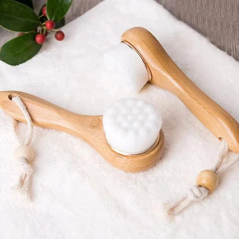 SNACC BEAUTY Face Brush White Bamboo Face Brush – Soft Bristles & Beech Wood Handle