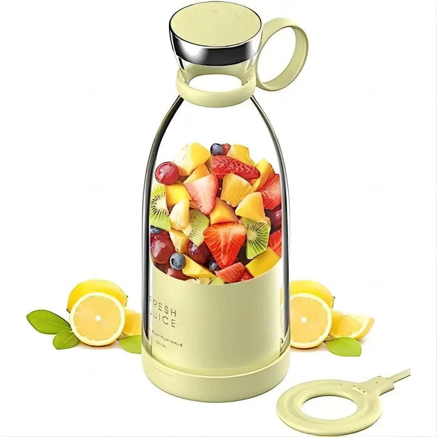 SNACC BEAUTY Healthy Living yellow Portable USB Mini Juicer Blender – Rechargeable Fruit Mixer & Smoothie Maker (350ml)