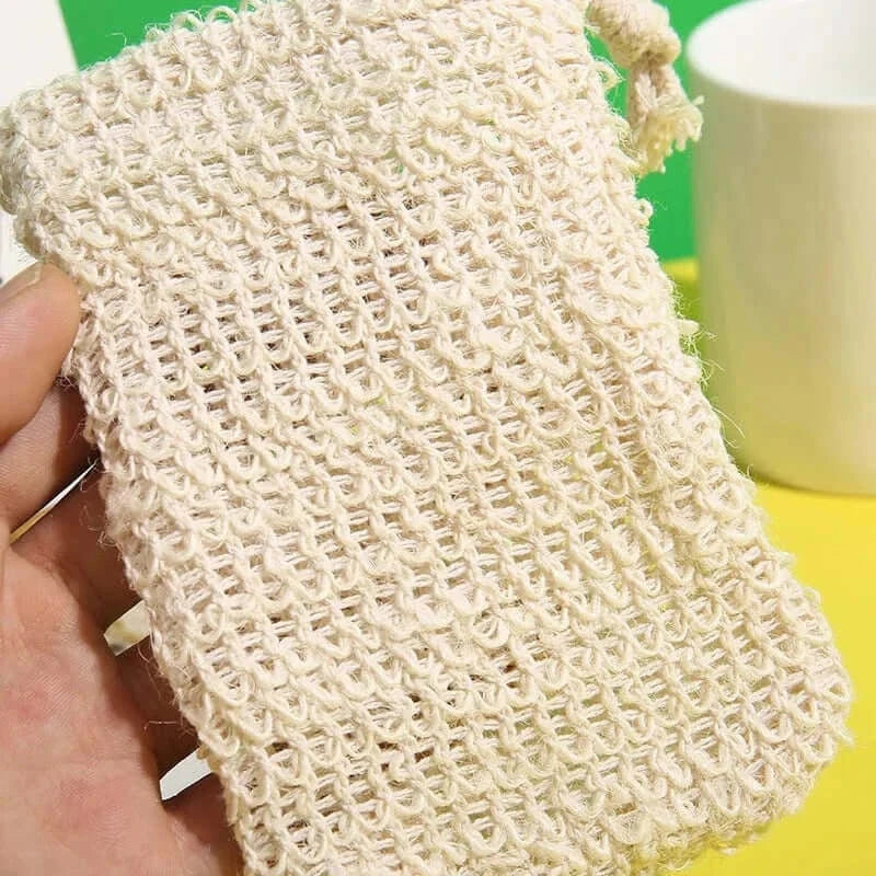 SNACC BEAUTY Soap Bag Natural Hemp Sisal Soap Saver Bag – Exfoliating Mesh Pouch with Drawstring