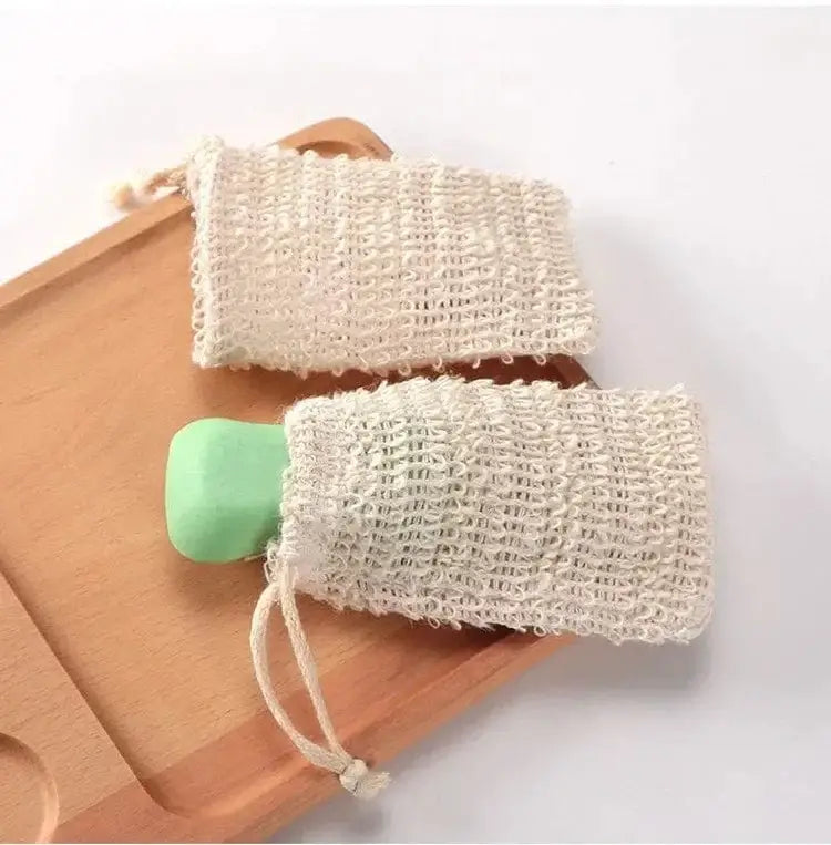 SNACC BEAUTY Soap Bag Natural Hemp Sisal Soap Saver Bag – Exfoliating Mesh Pouch with Drawstring