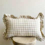 SNACC LIFESTYLE | BEAUTY & HOME Cushion Cover Pure French Linen Ruffle Lumbar - Dove Grey